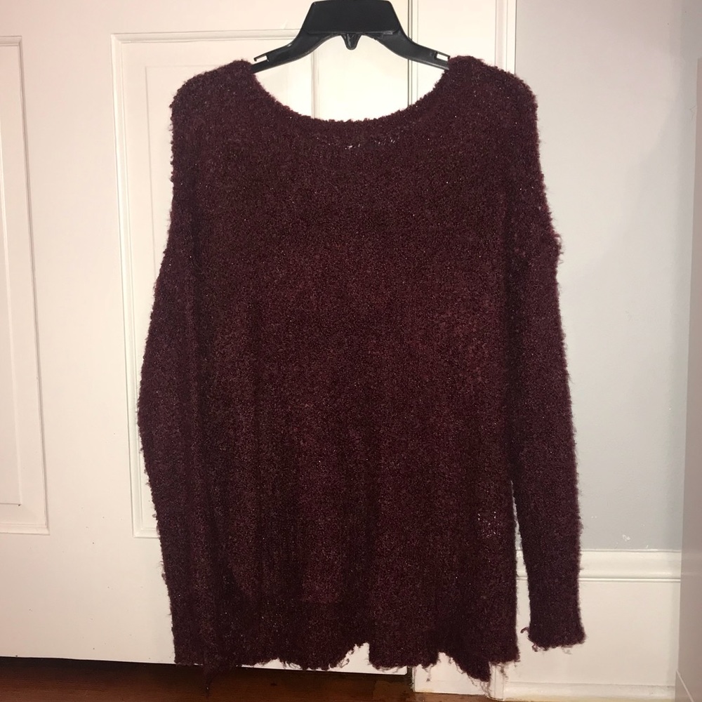 American Eagle Burgundy Fuzzy Sweater